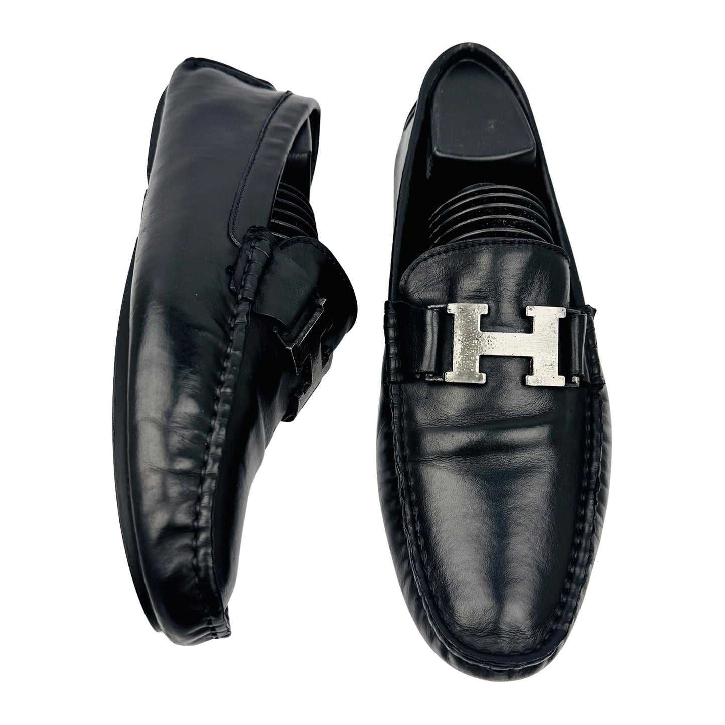 Hermes 'H' Buckle Black Driving Loafers (Size 40/40.5)