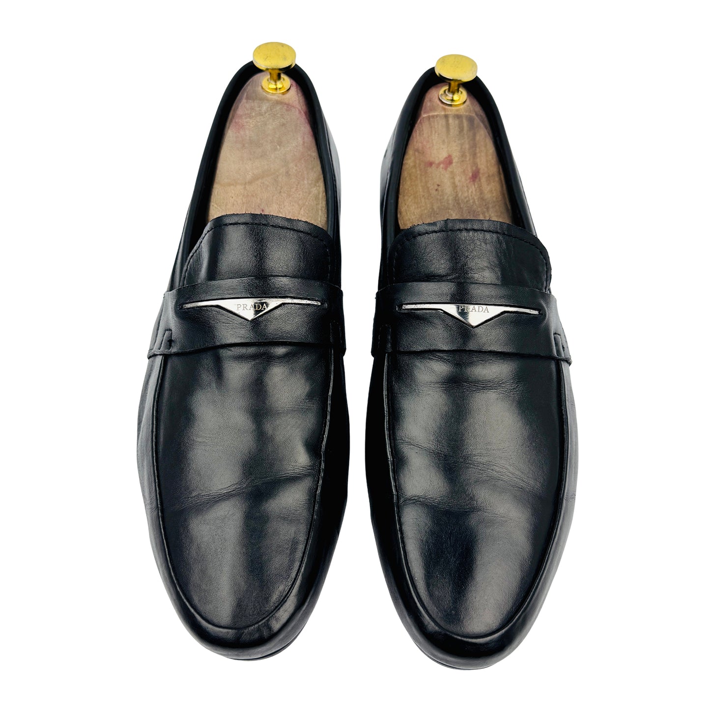 Prada Men's Black Leather Loafers (Size 43/43.5)