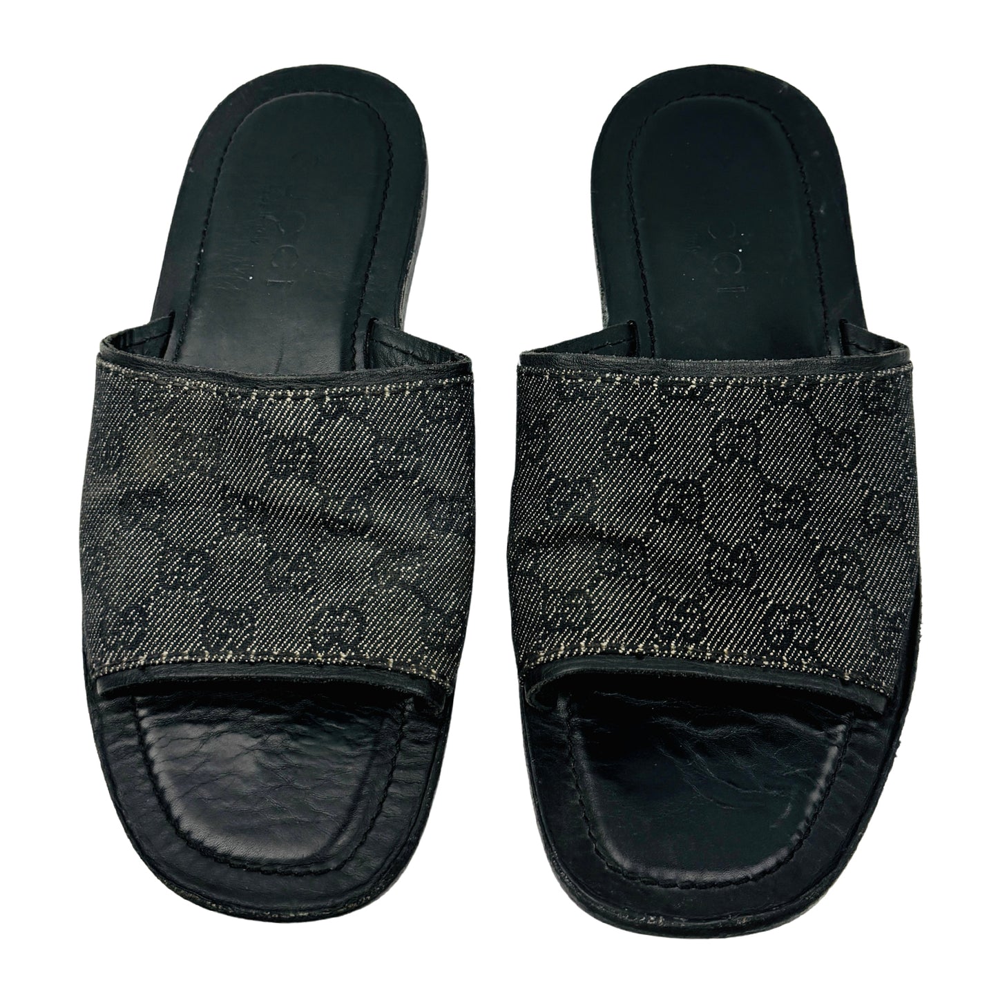 Gucci Men's Black GG Monogram Slides (Size 42)