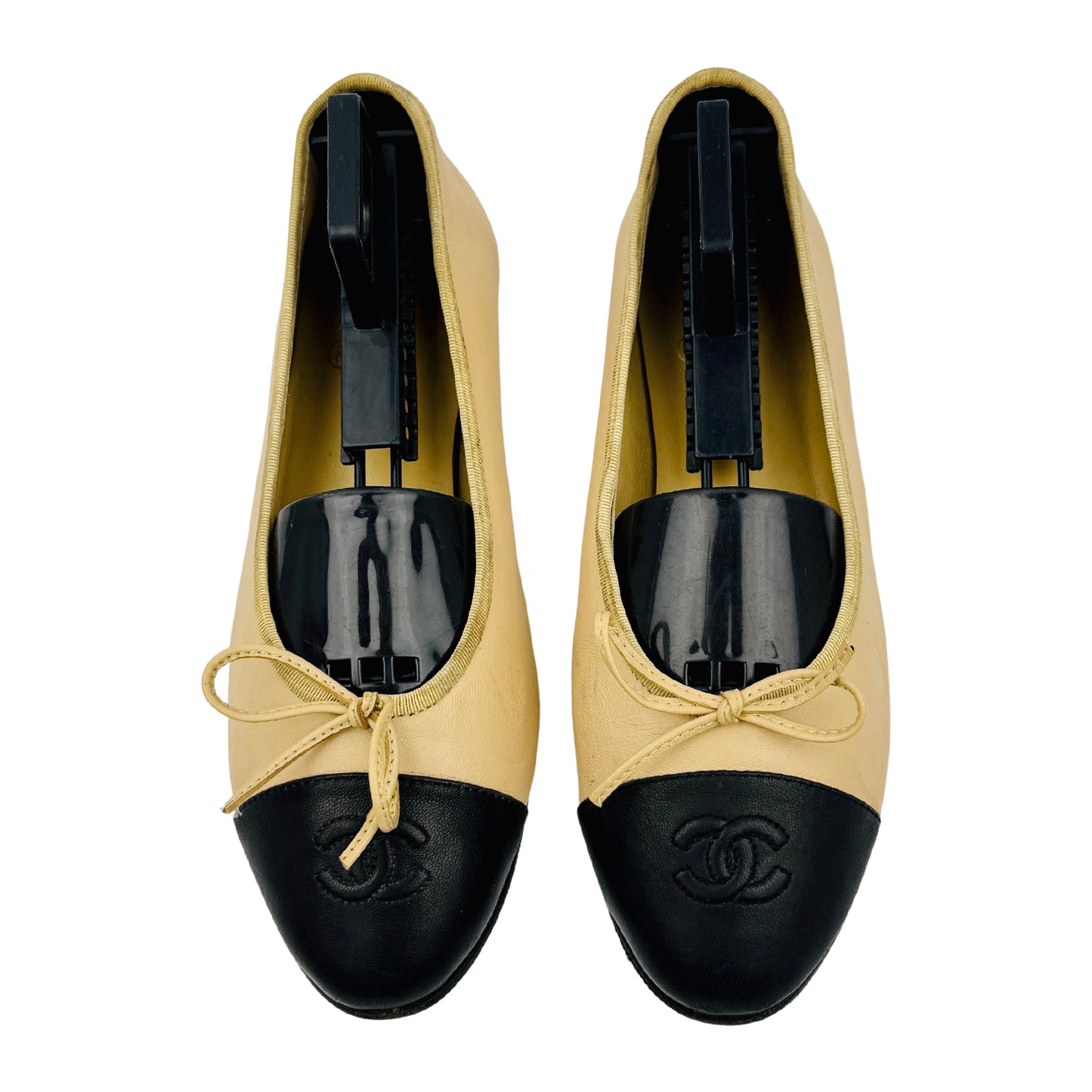 Chanel Women's 'Beige Black' Ballet Flats (Size 37)