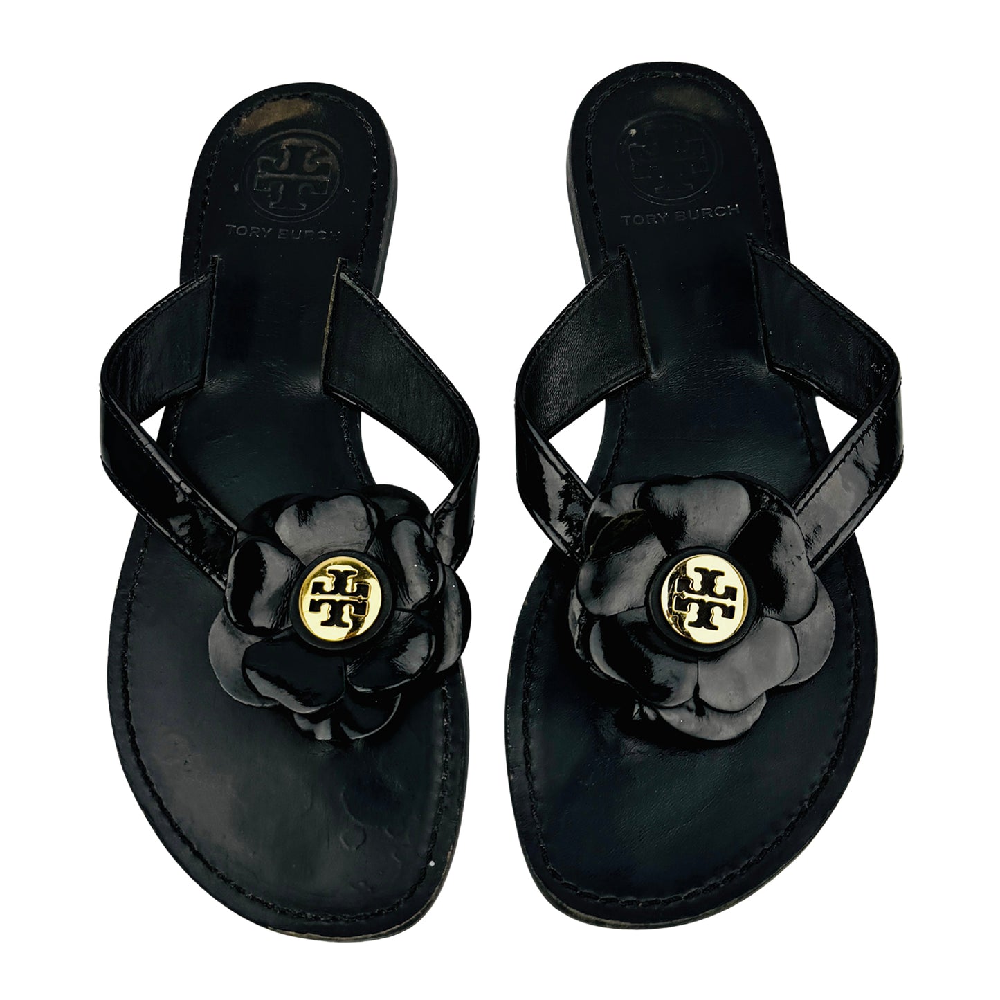 Tory Burch Breely Black Flip Flops (Size 36.5)