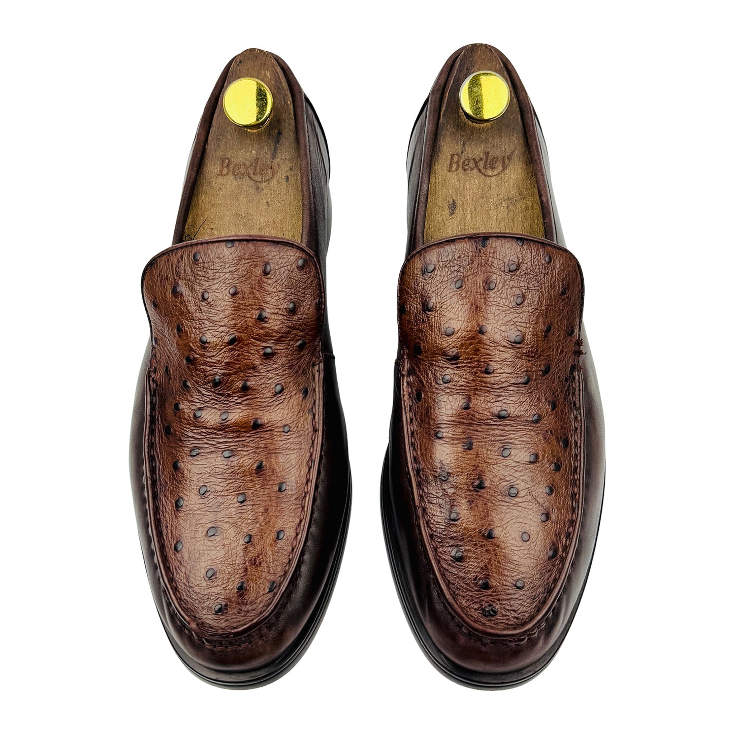 Bullkvie Mahogany Ostrich Leather Loafers (Size 42.5)