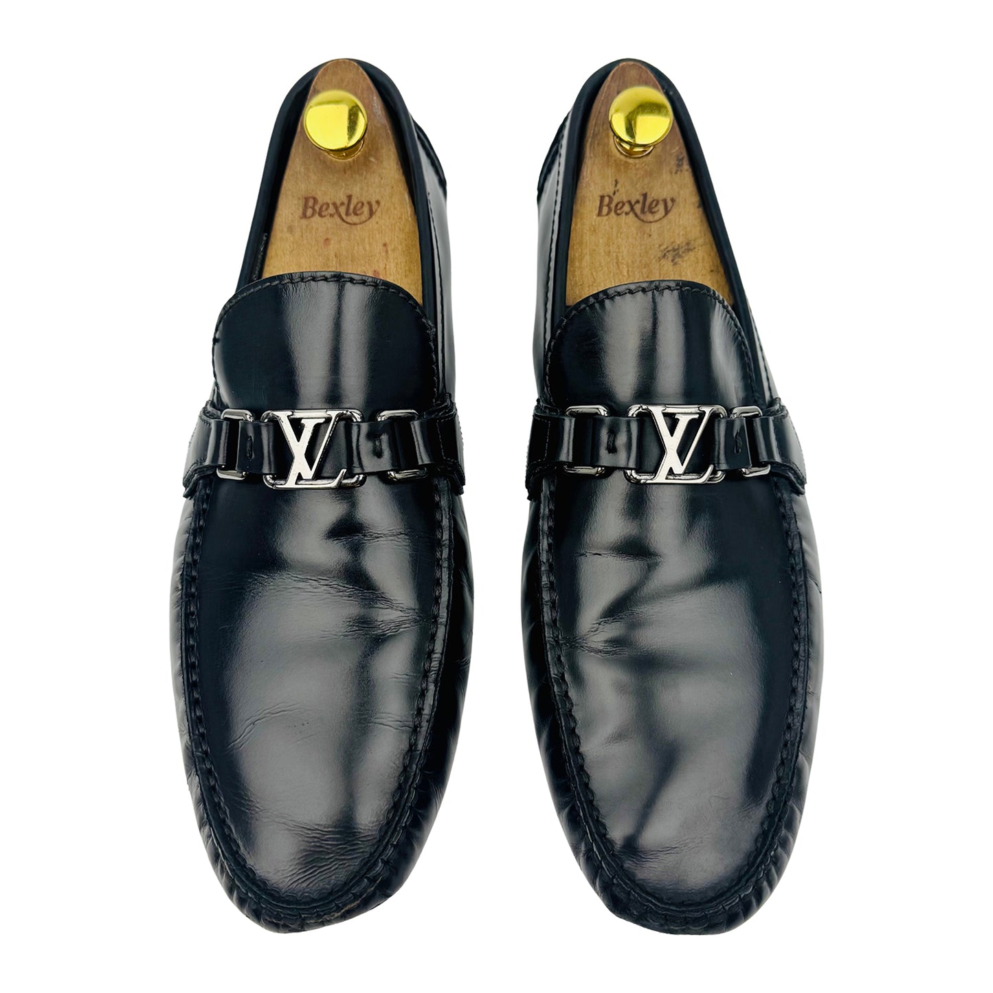 Louis Vuitton Men's Black Leather Loafers (Size 44/44.5)