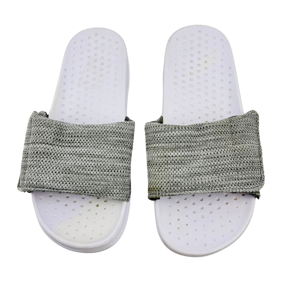 Aldo Grey White Knit Adjustable Strap Slides (Size 41)