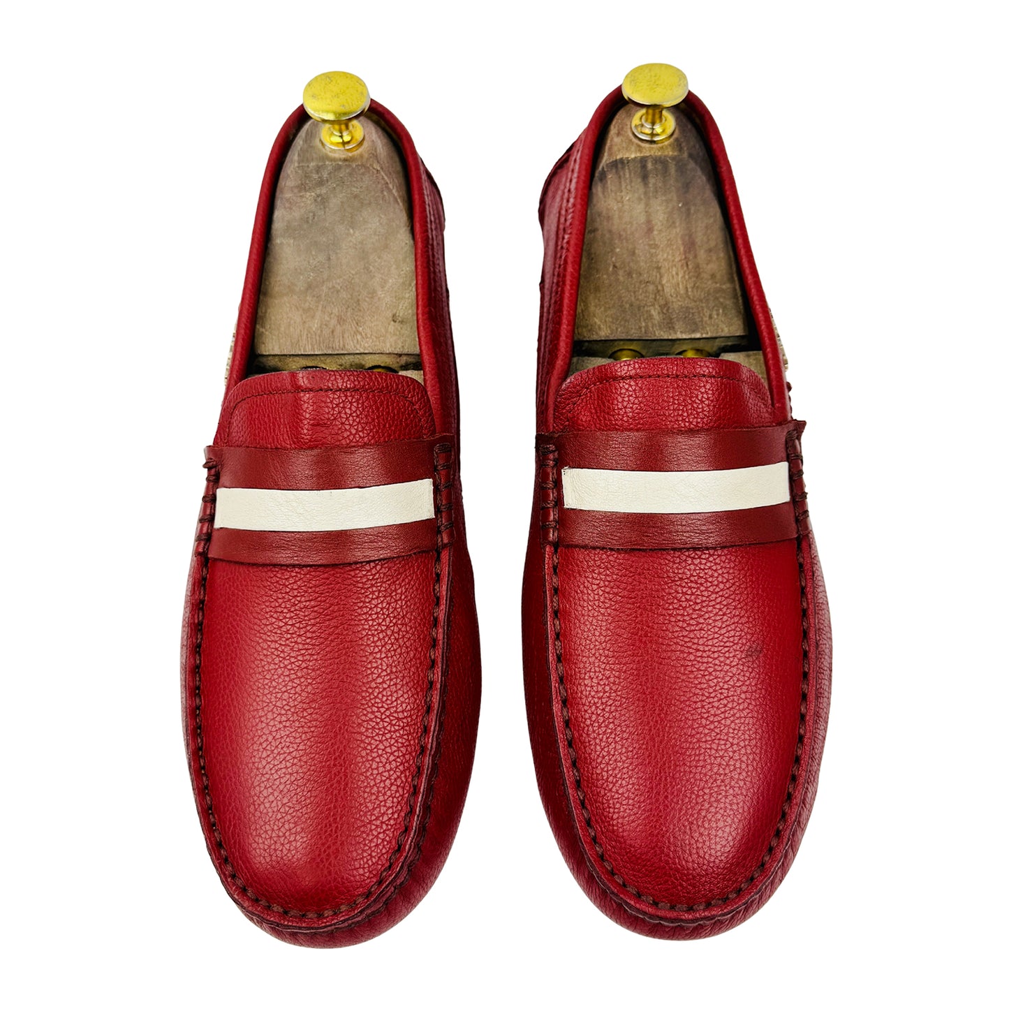 Bally Men's Red Leather Loafers (Size 41/41.5)