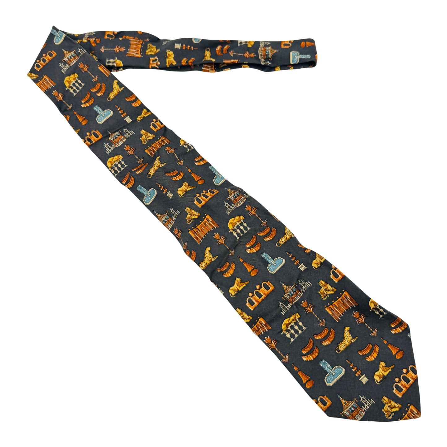 Salvatore Ferragamo Dark Grey 'Novelty Pattern' Tie (Size Regular)