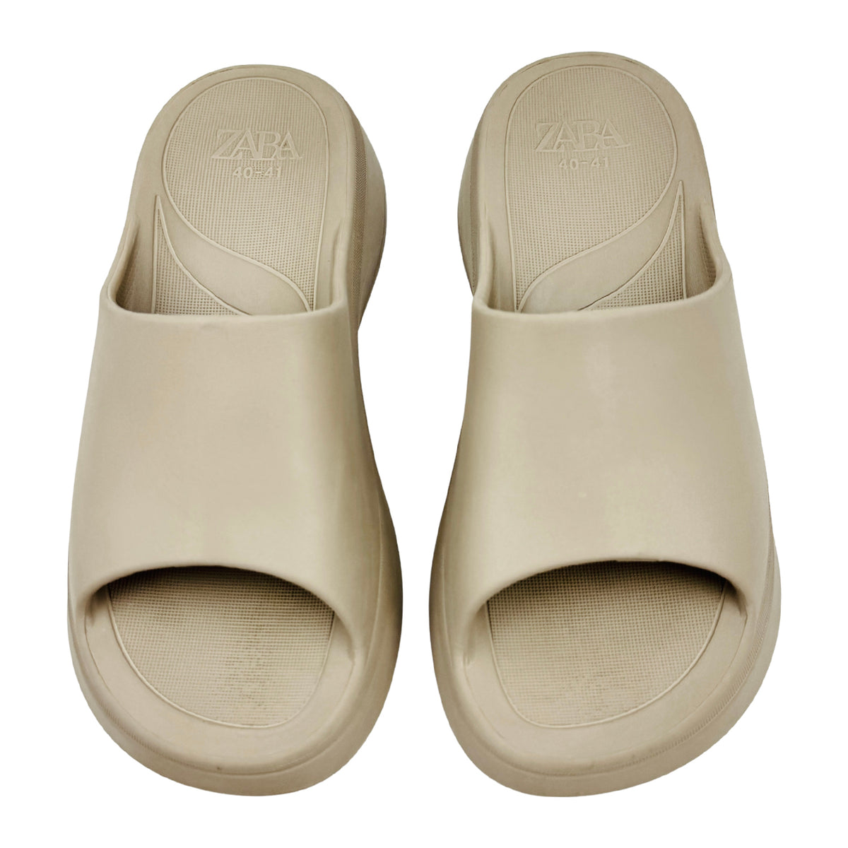 Zara Platform 'Beige Sand' Rubber Slides (Size 40/41)