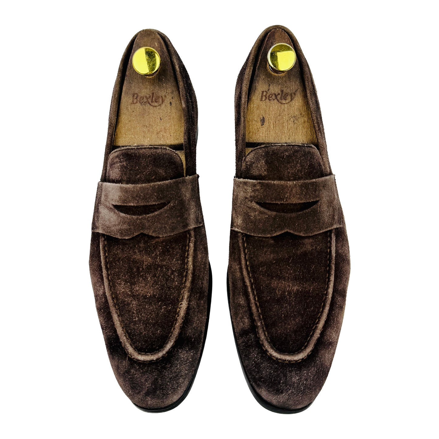 Santoni Men's Brown Suede Penny Loafers (Size 42)
