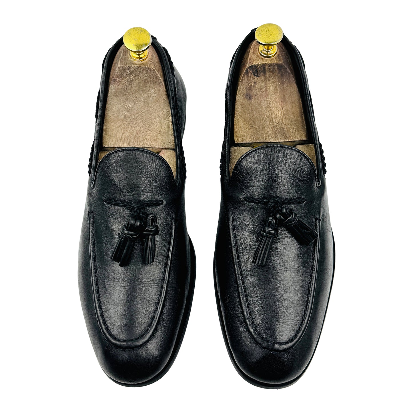 Zara Men's Black Leather Tassel Loafers (Size 40)
