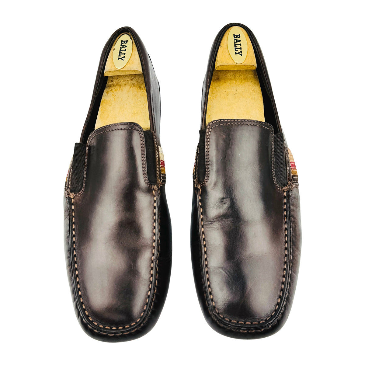 Tods Men's Dark Brown Side Stripe Leather Loafers (Size 45/45.5)