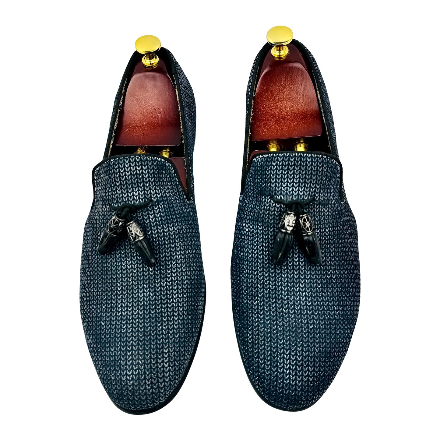 Moretti Men's Black Label Navy Tassel Loafers (Size 43)