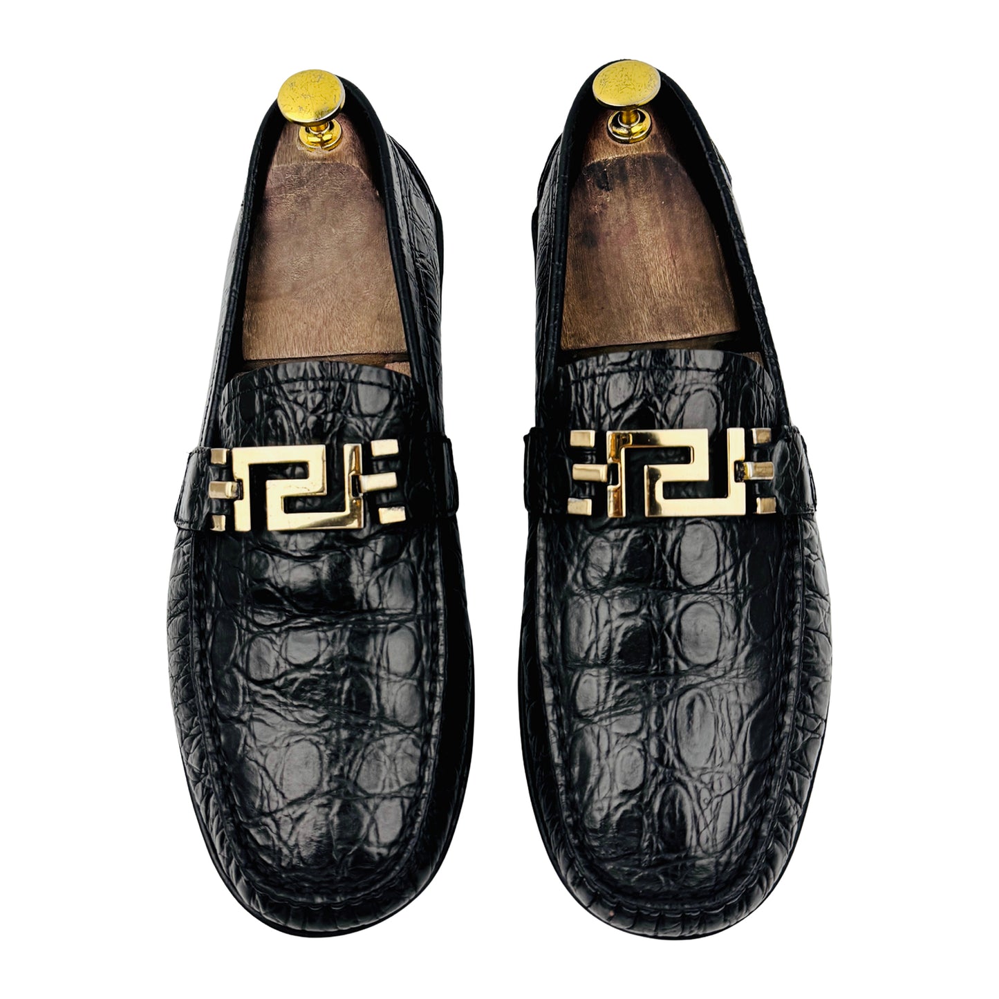 Versace Medusa Croc Embossed Leather Loafers (Size 42) - DSU5162