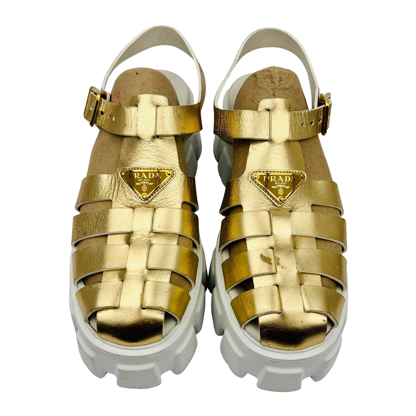 Prada Women's Sandali Metallic Fisherman Sandals (Size 40)