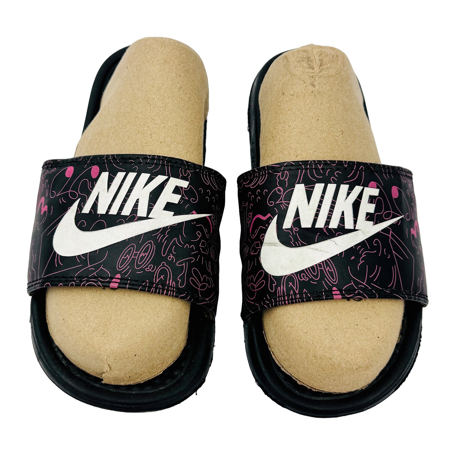 Front image of Nike Women's JDI Benassi Doodle Slides (Size 40)