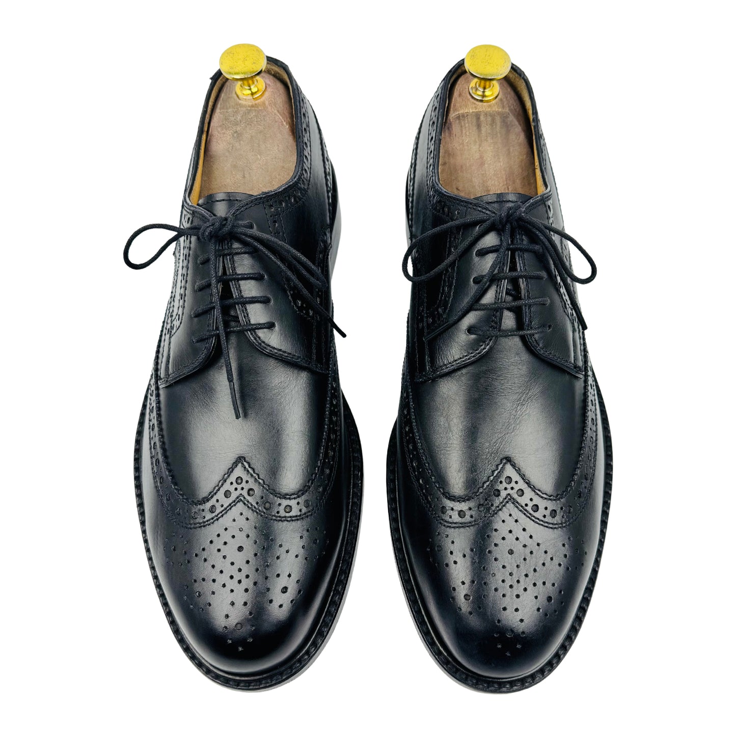 Leonardo Men's Black Leather Brogue Shoes (Size 42)