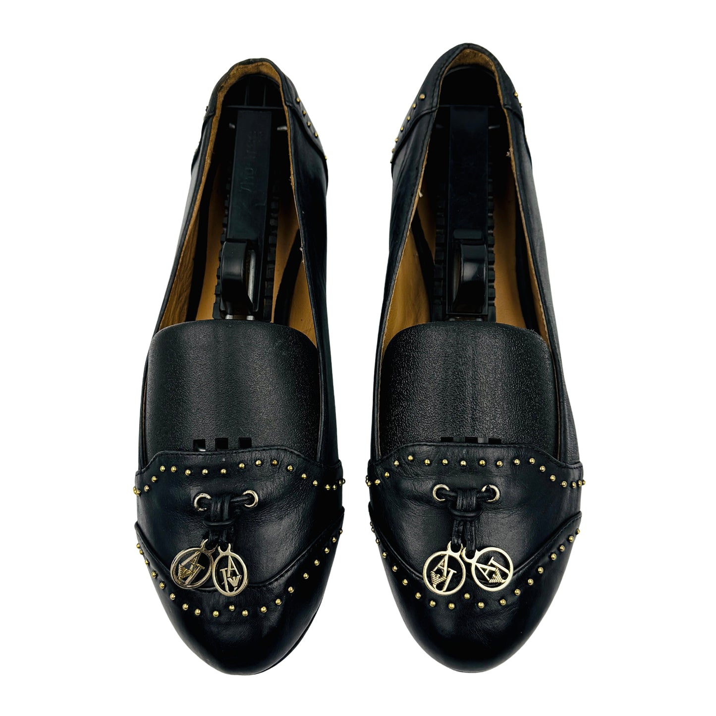 Armani Jeans Women's Black Studded Flats (Size 37)