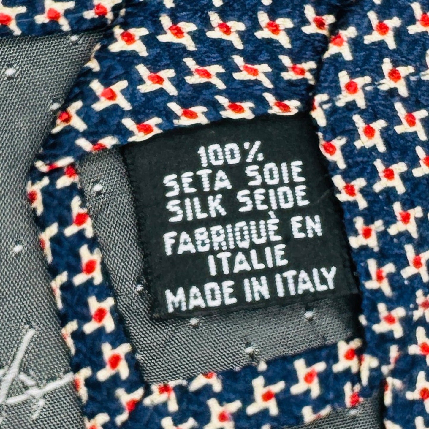 Yves Saint Laurent Navy Blue 'Geometric Micro Pattern' Tie (Size Regular)