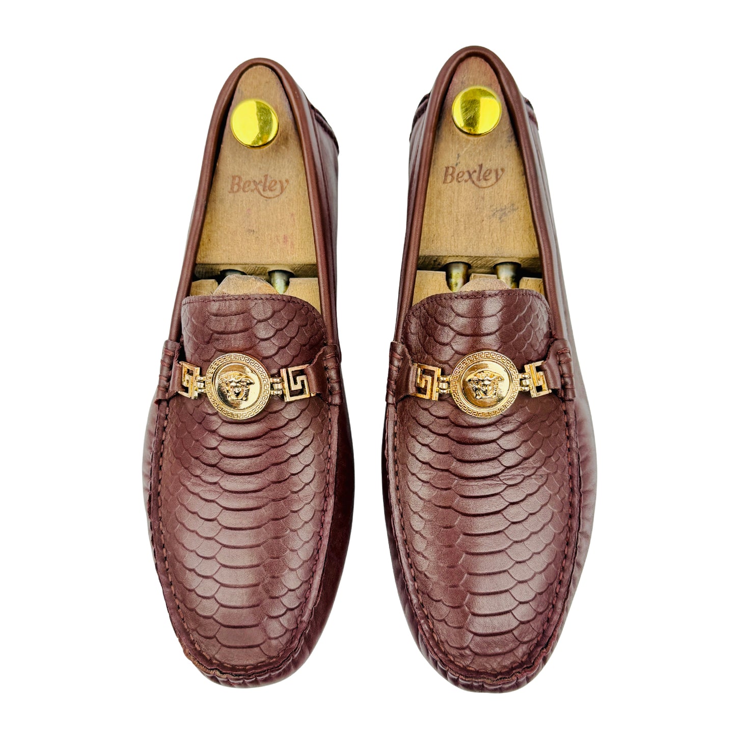 Versace Men's Brown Python Embossed Loafers (Size 42.5/43)