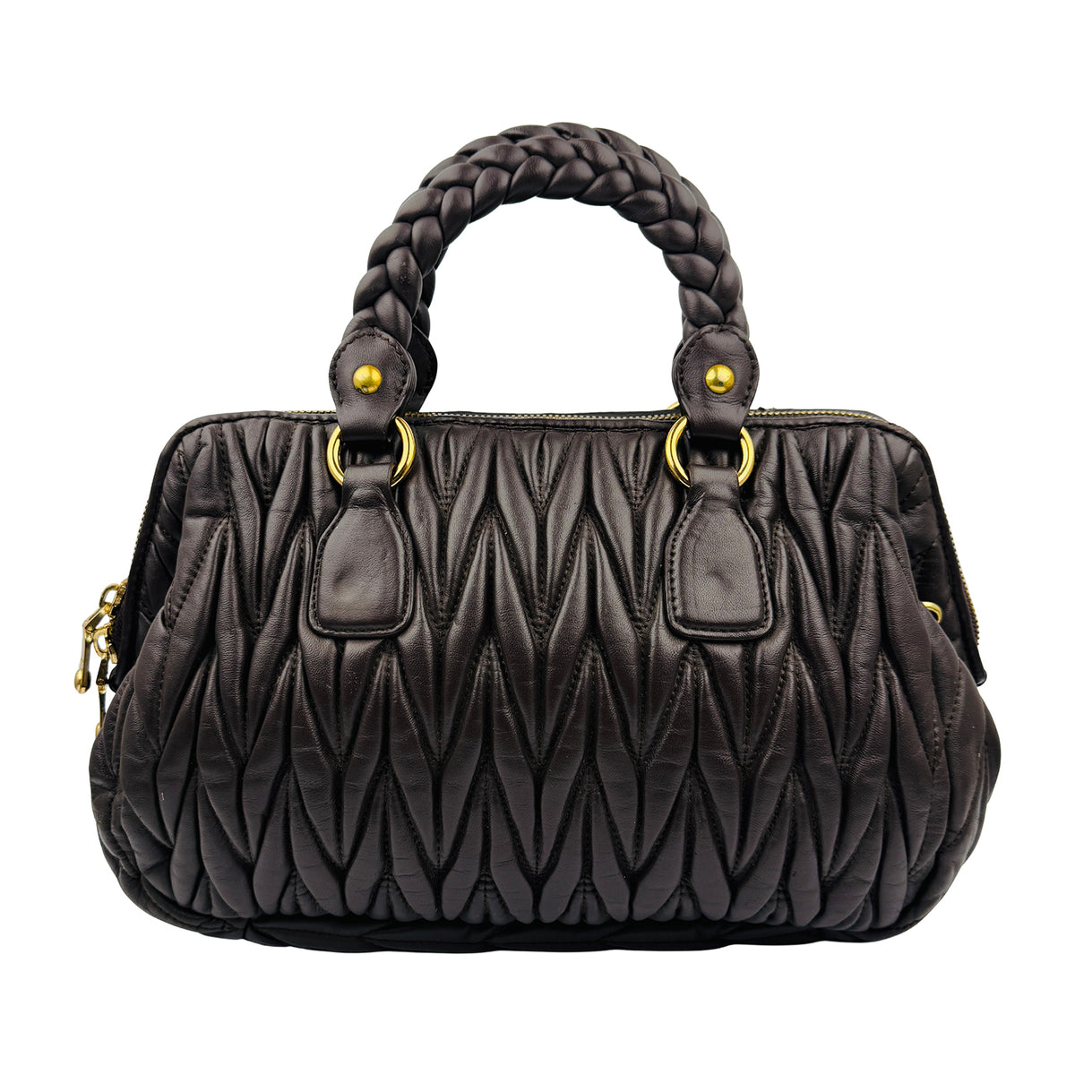 Miu Miu Matelassé Leather Zip Satchel Bag