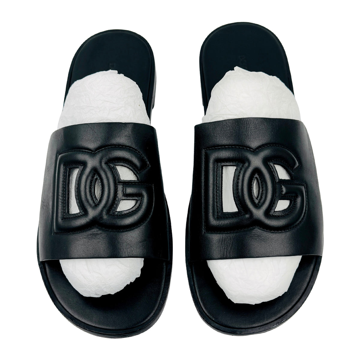 Dolce & Gabbana Calfskin Leather Slides (Size 44/44.5) - A80397A036380999