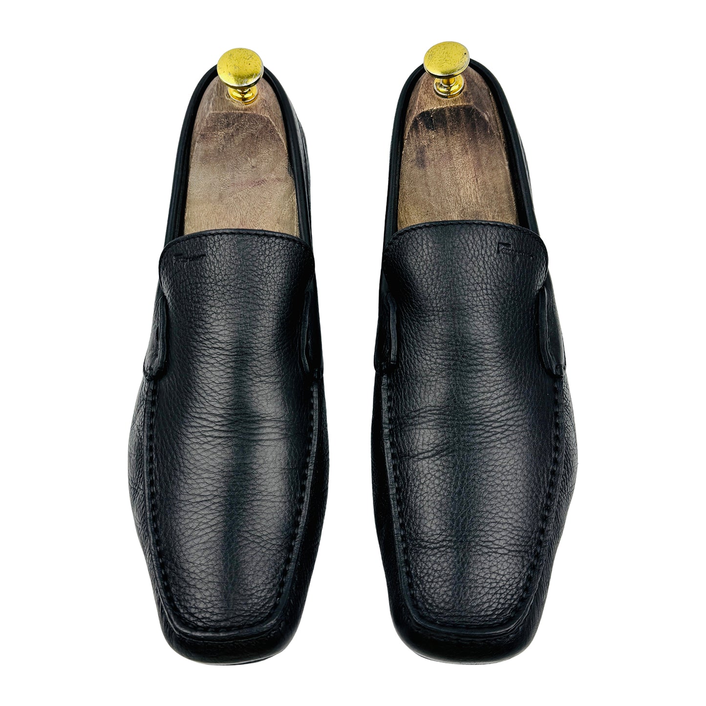 Salvatore Ferragamo Black Grained Leather Loafers (Size 42.5)
