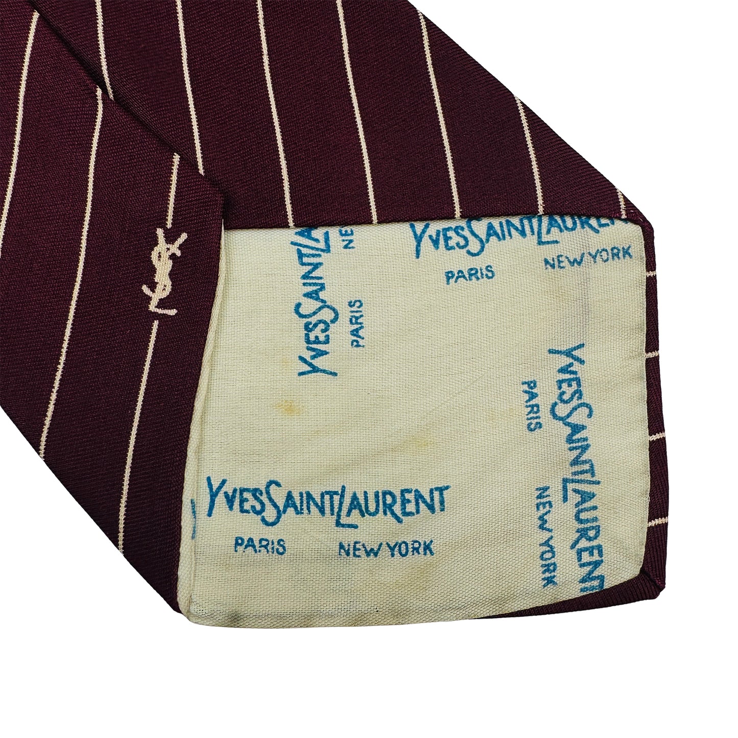 Yves Saint Laurent Burgundy 'Pinstripes' Tie (Size Regular)