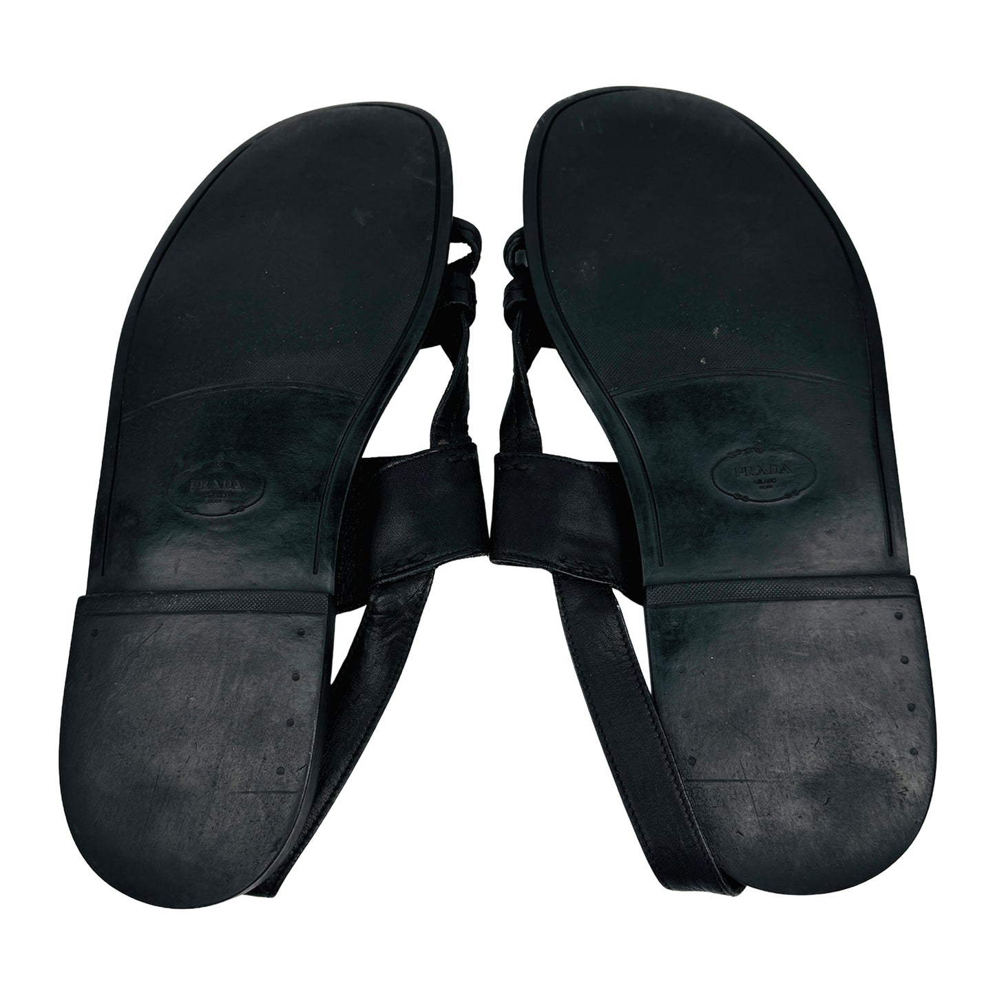 Prada Men's Black Leather Strappy Sandals (Size 43)