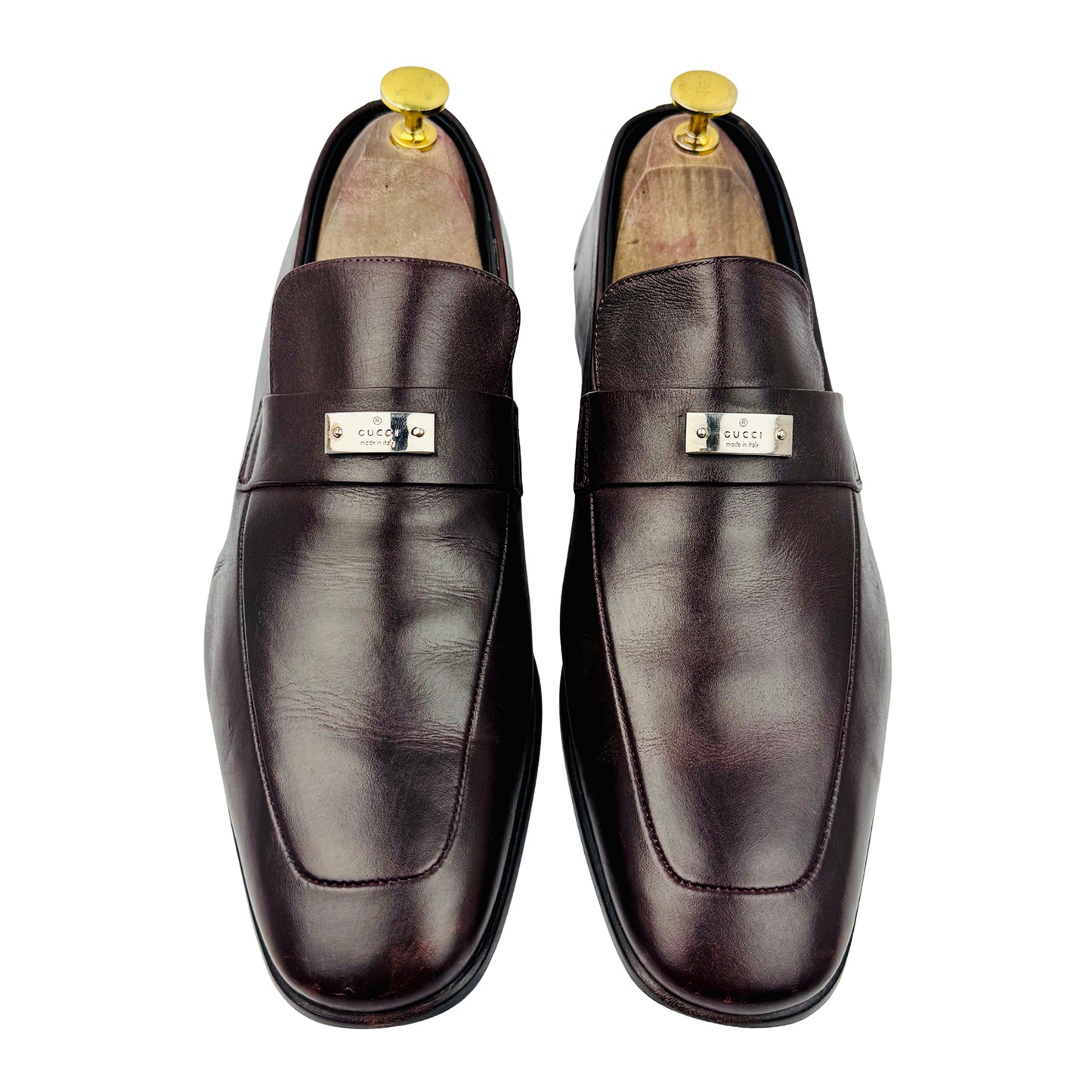 Gucci Metal Logo Detail Brown Loafers (Size 41.5/42) - 253304