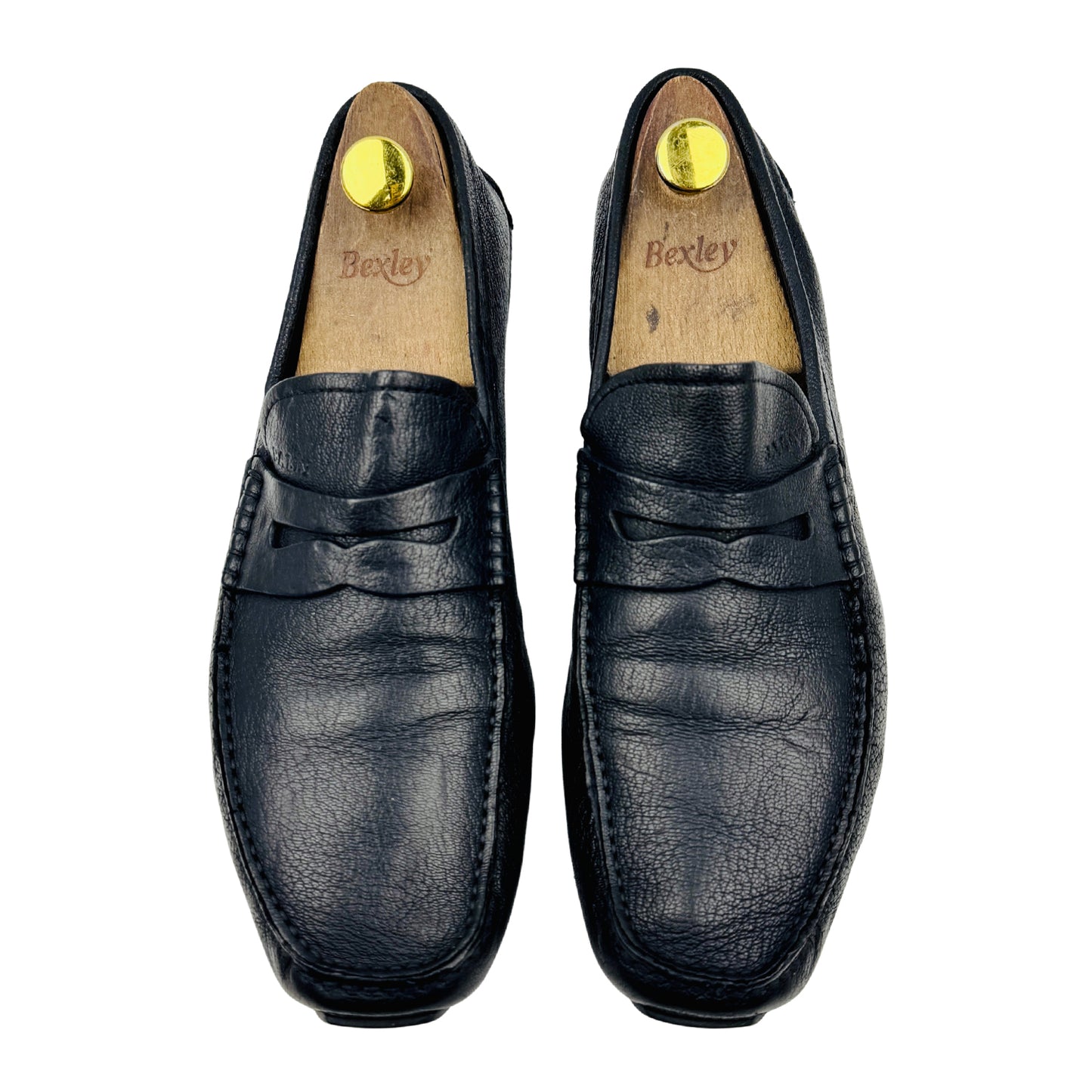 Bally Black Pebbled Leather Penny Loafers (Size 42)