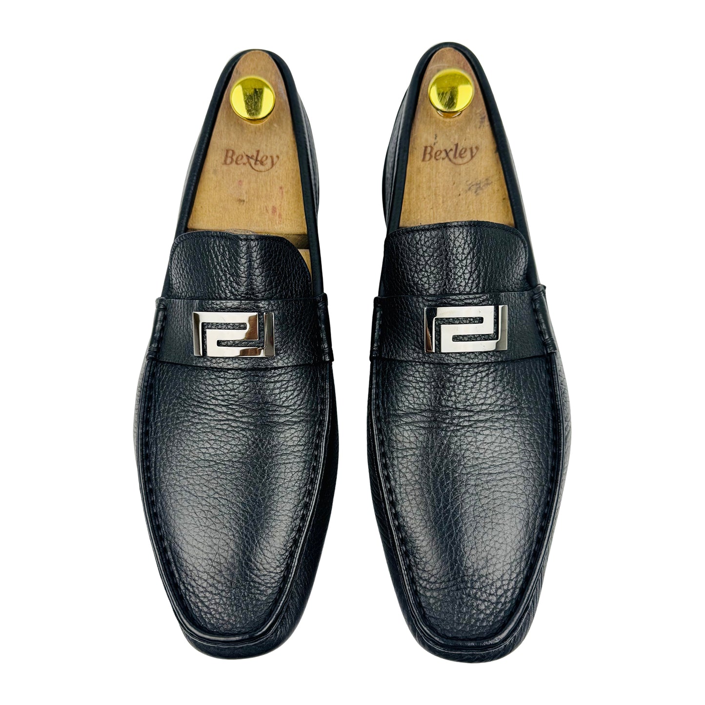 Versace Men's Black Grained leather Loafers (Size 42.5/43)