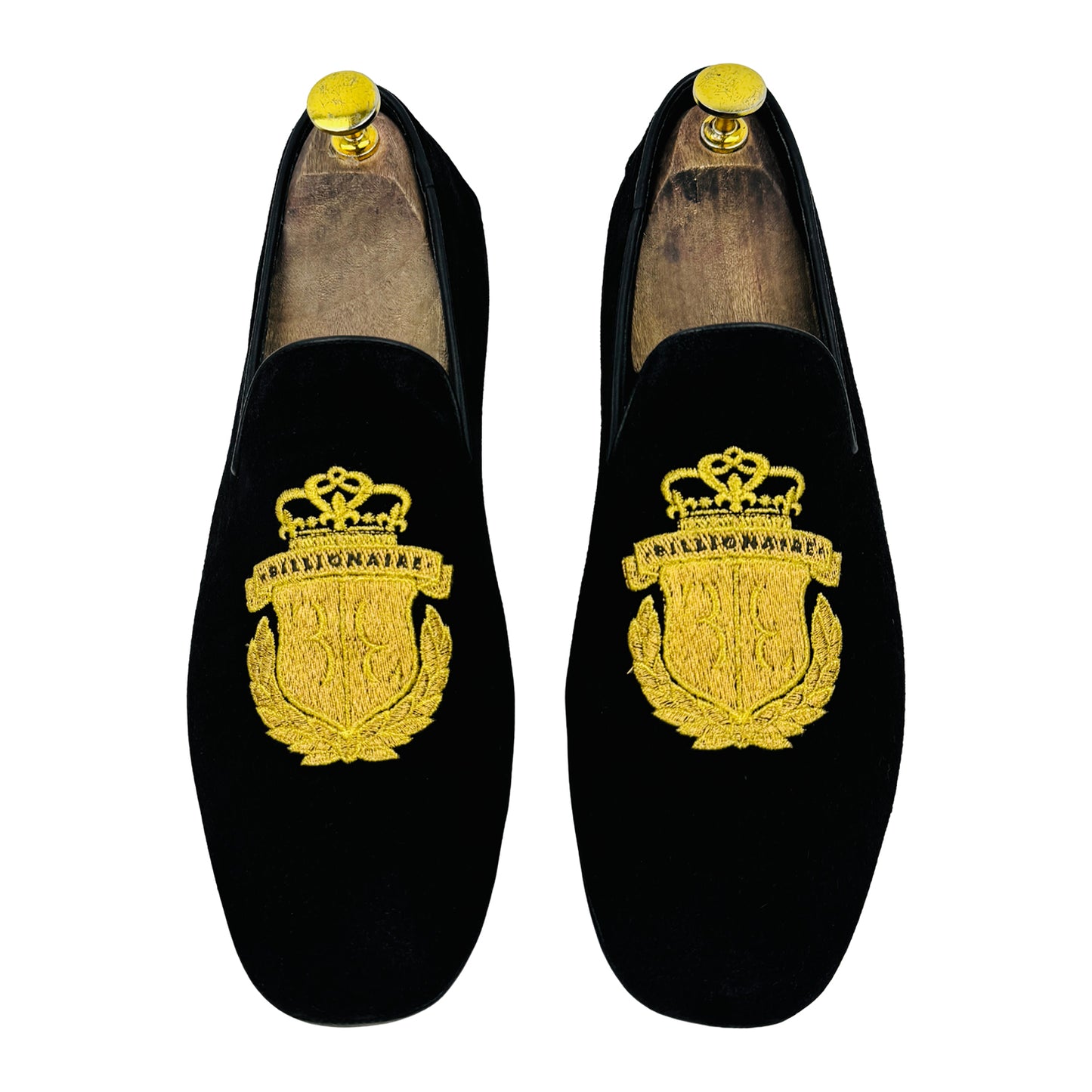 Billionaire Men's Black Velvet Loafers (Size 41)