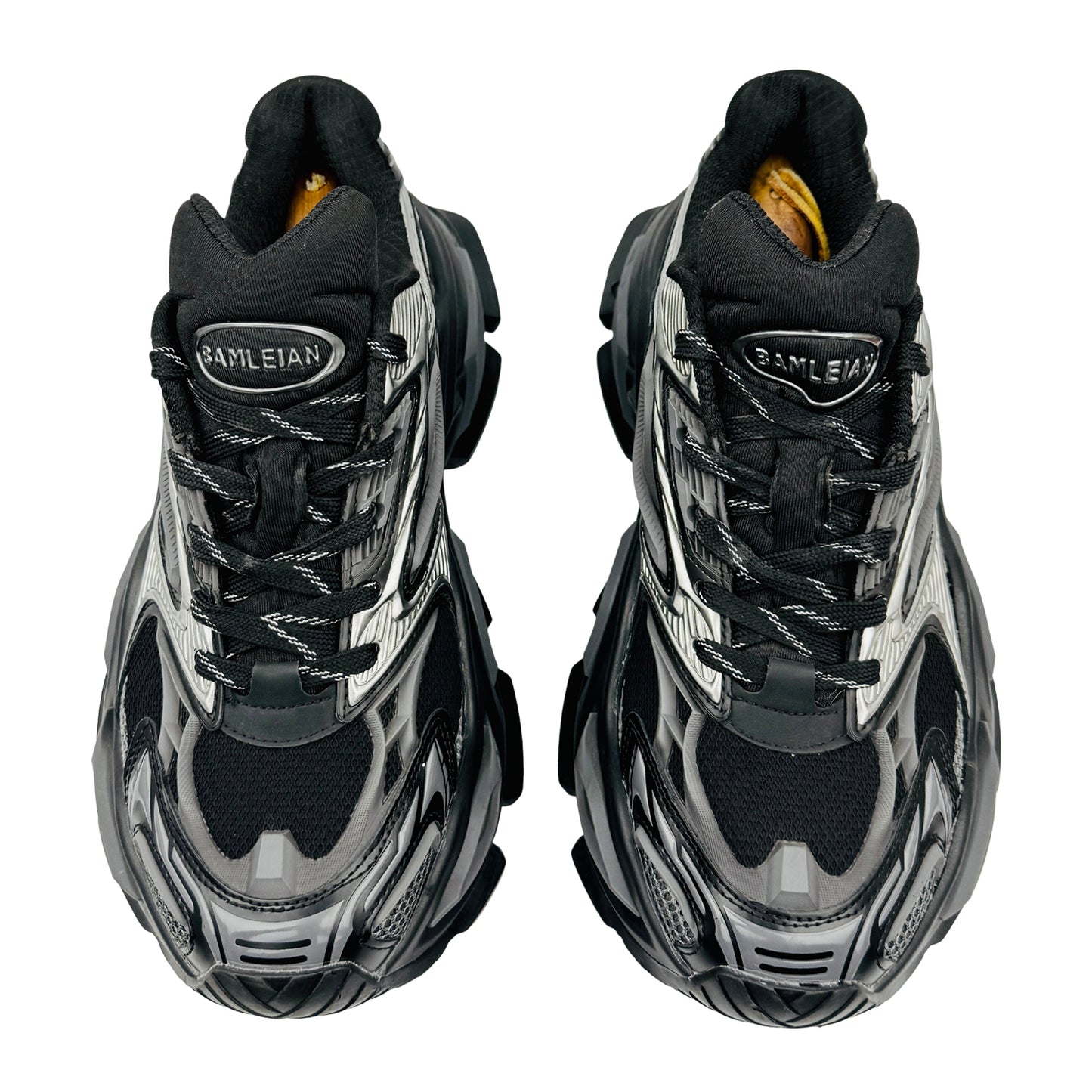 Bamleian Men's 'Black Silver' Sneakers (Size 42)