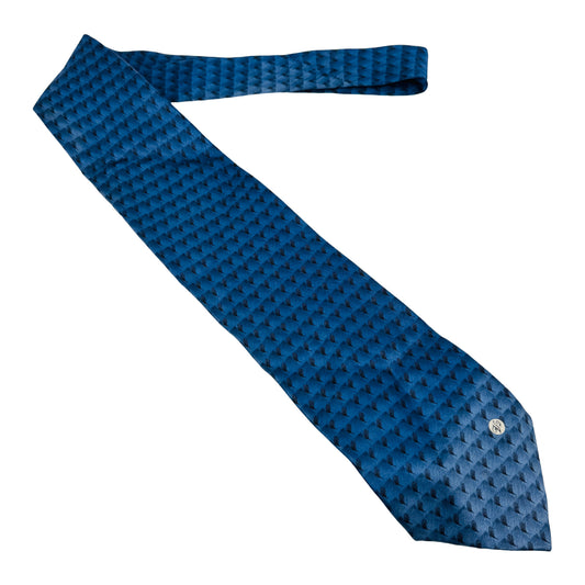 Versace Blue 'Repeating Motifs Pattern' Tie (Size Regular)