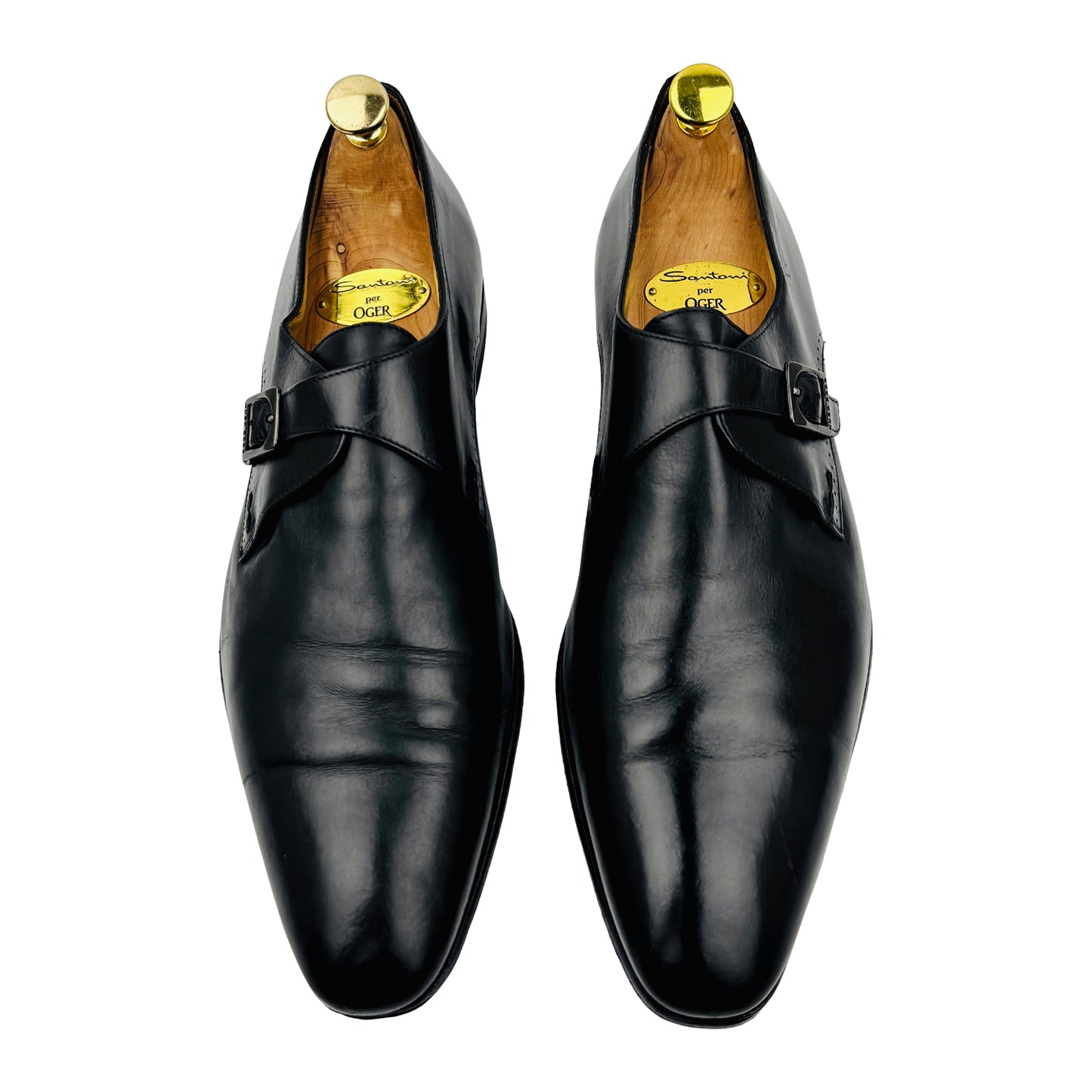 Hugo Boss Men's Black Leather Single Monk Strap Loafers (Size 45)