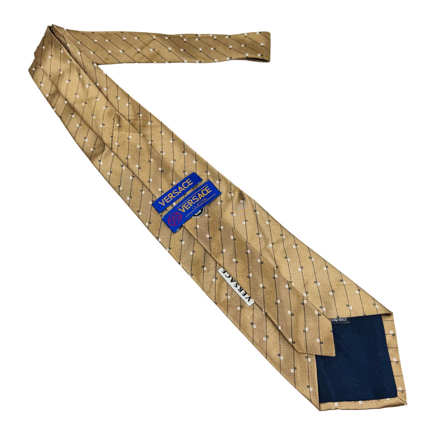 Versace Gold 'Geometric Dot Motifs' Silk Tie (Size Regular)