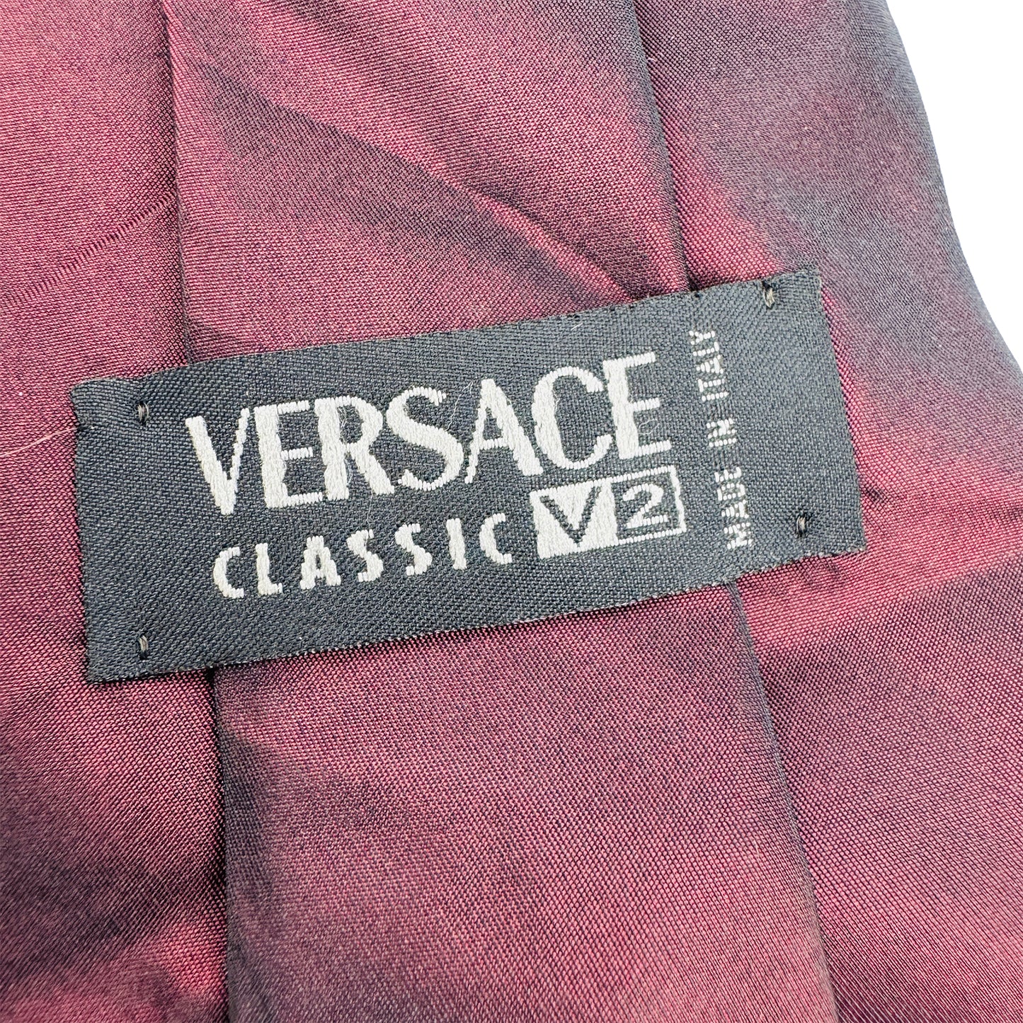 Versace Burgundy 'Black Shaded Pattern' Tie (Size Regular)