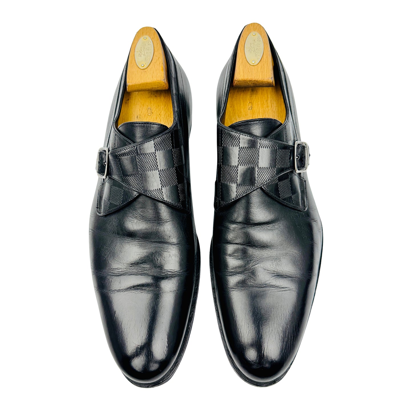 Louis Vuitton District Black Damier Embossed Shoes (Size 44)