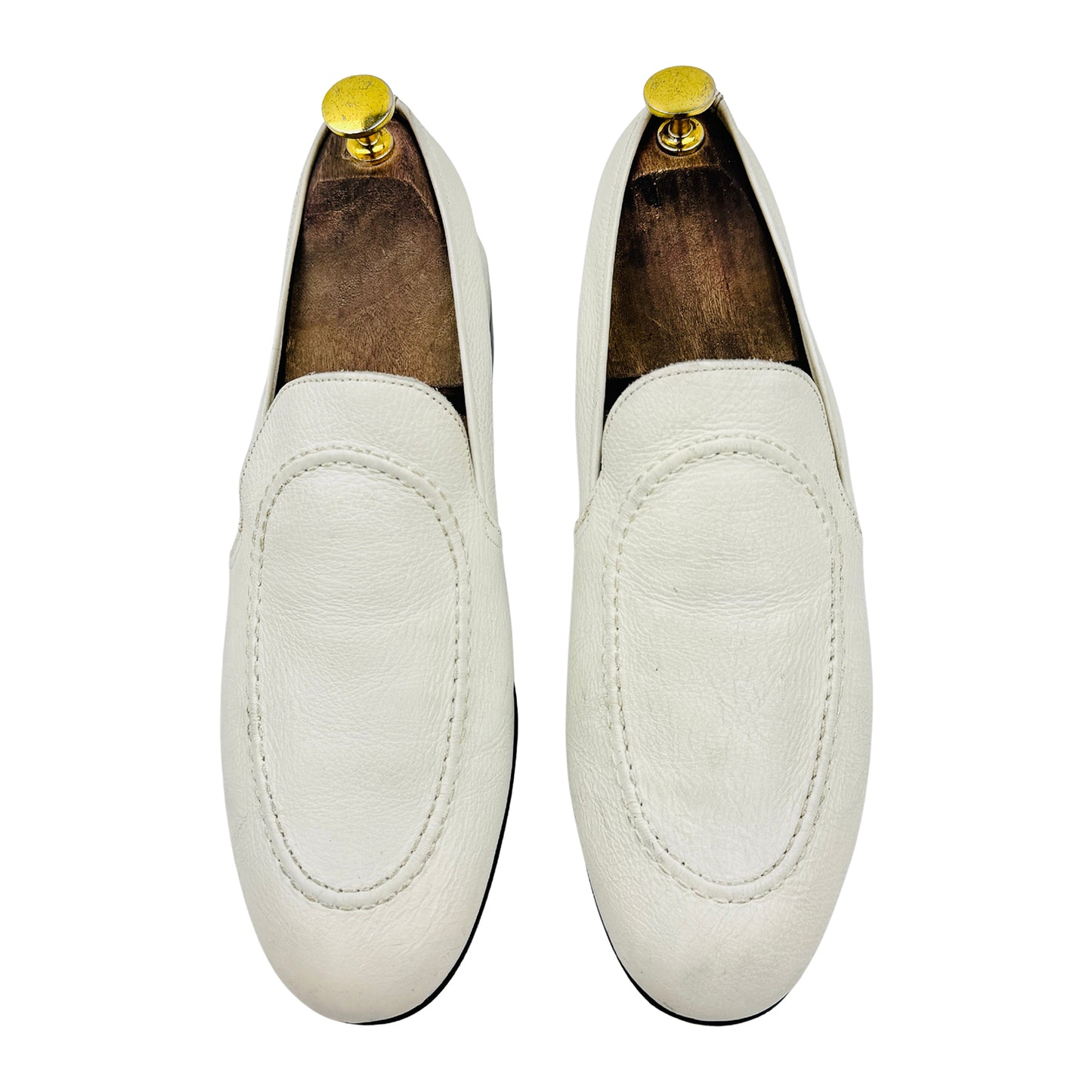 Bally Men's White Textured Leather Loafers (Size 42)