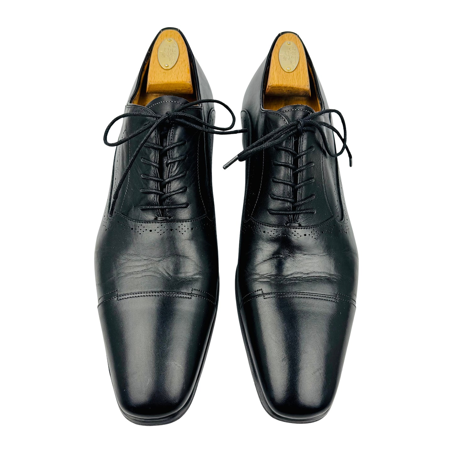 Santoni Men's Black Premium Leather Oxfords (Size 43.5)