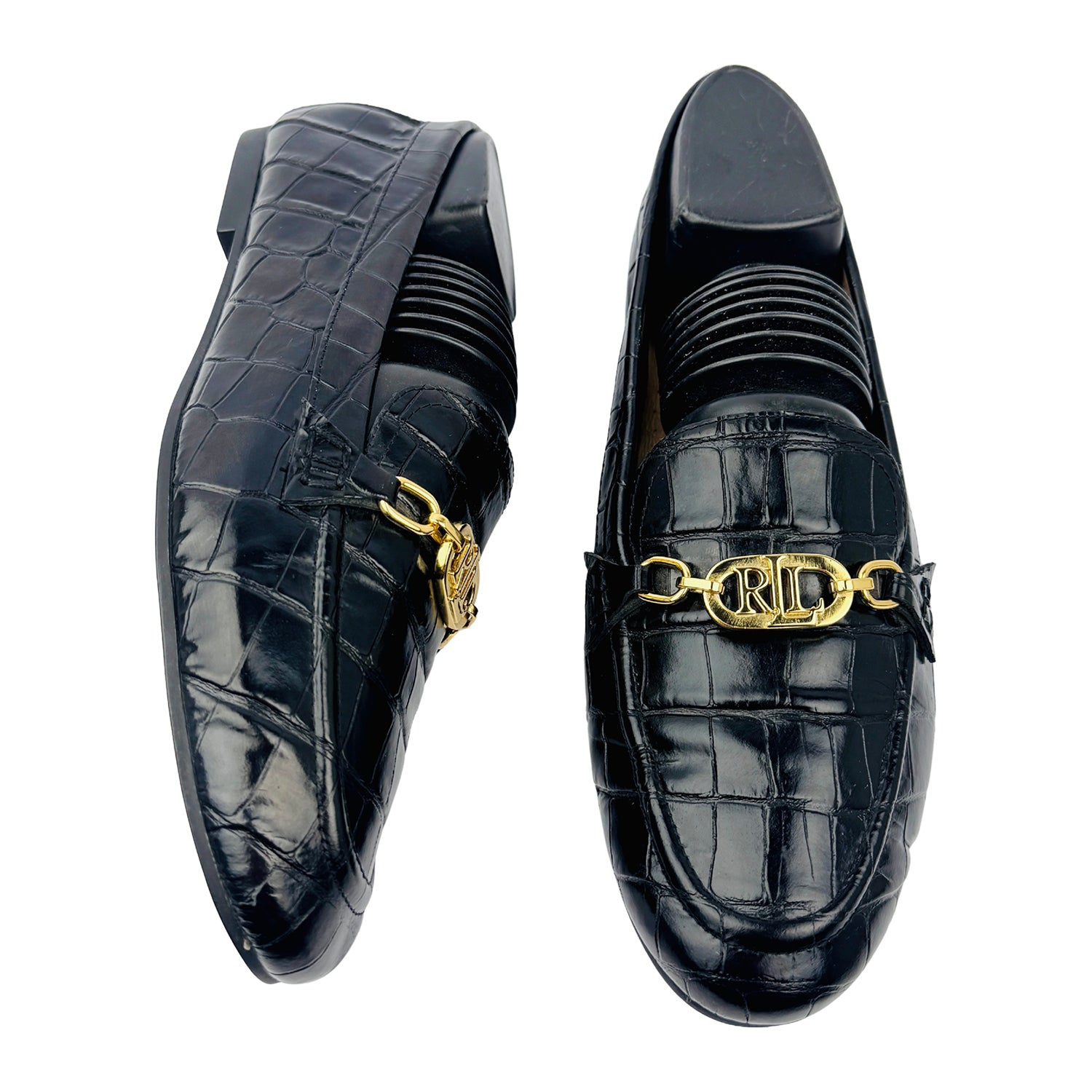 One Front One Cross image of Ralph Lauren Crocodile Averi Loafers (Size 39) - 802824660001