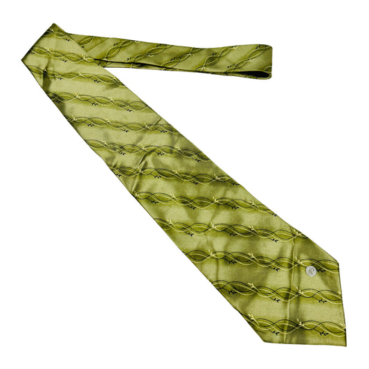 Versace Olive Green 'Patterned Stripes' Tie (Size Regular)