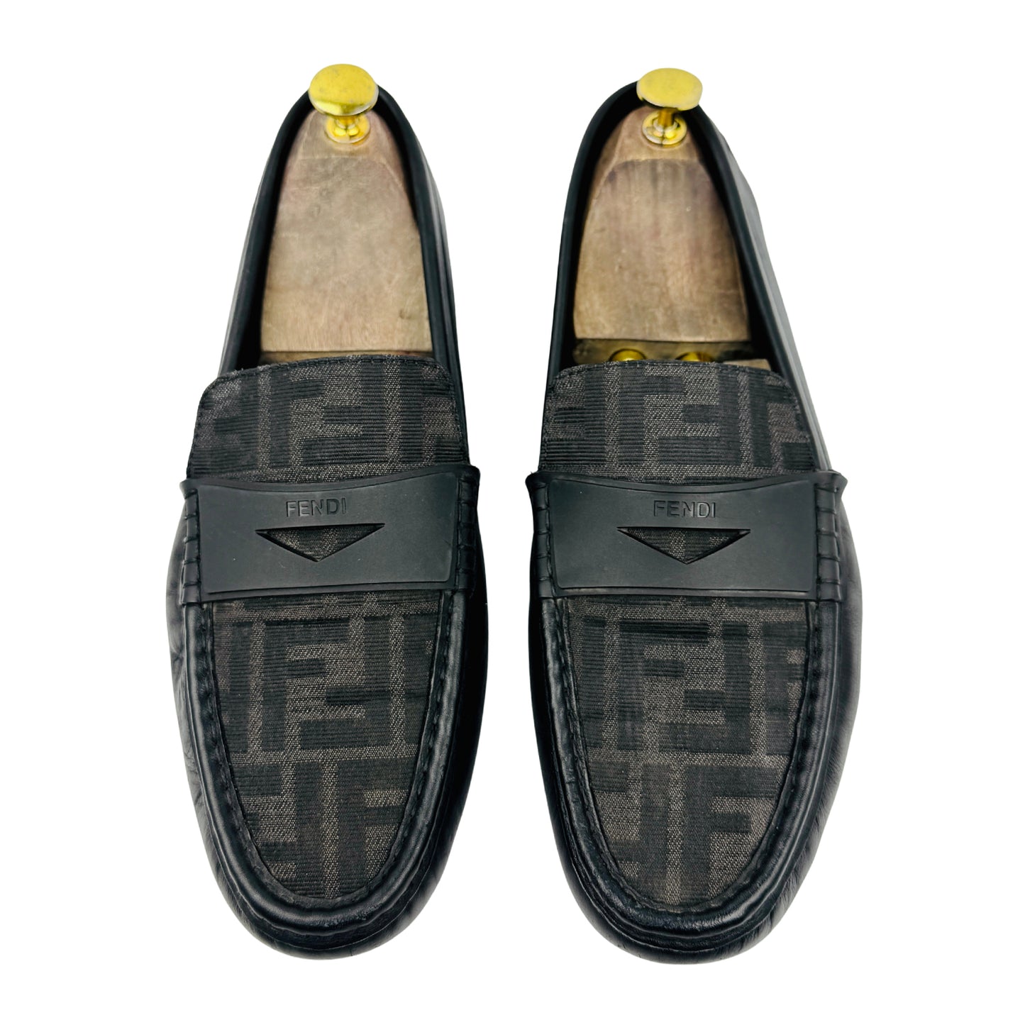 Fendi Men's FF Logo Black Leather Loafers (Size 42.5)