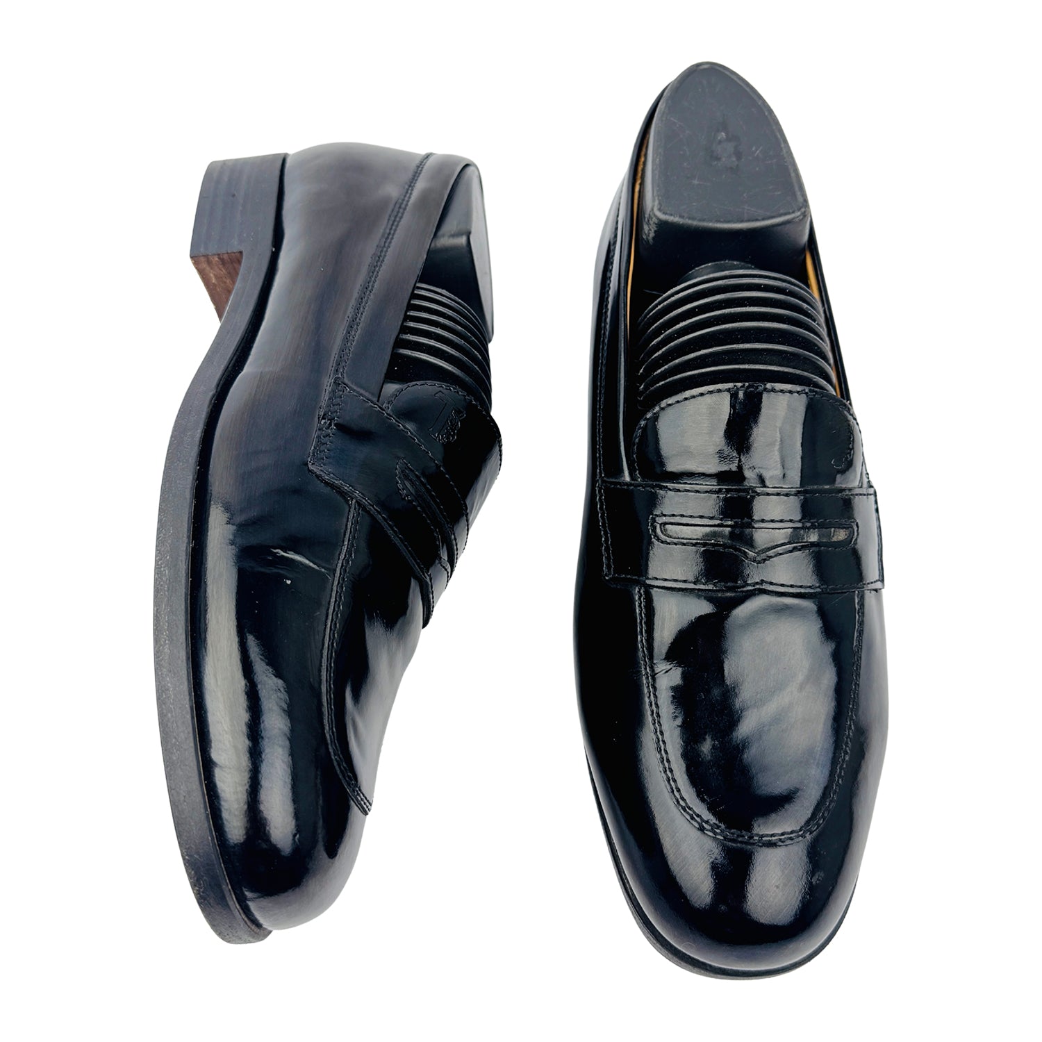 One Front One Cross image of Tod's Men's Black Patent Leather Loafers (Size 37.5/38)