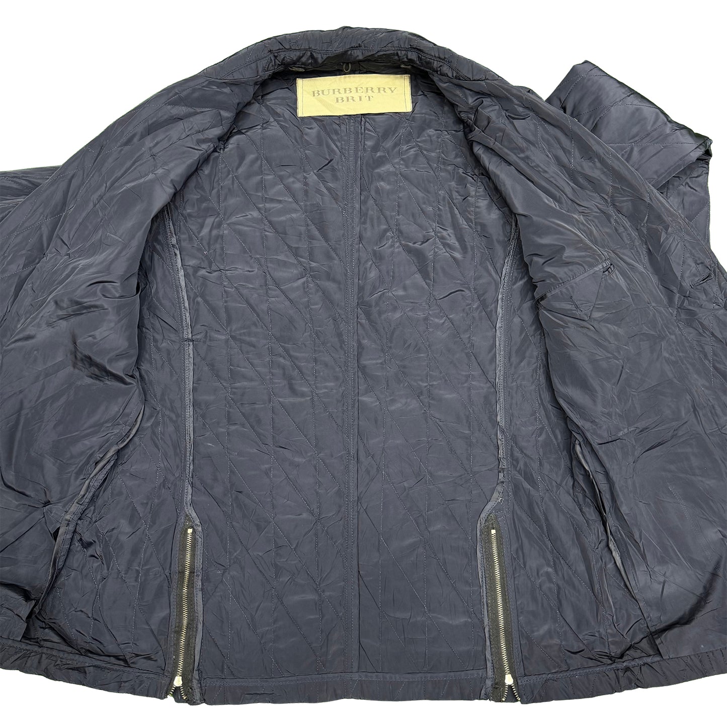 Burberry Brit Navy Blue Embroidered Logo Jacket (Size Medium/XL)