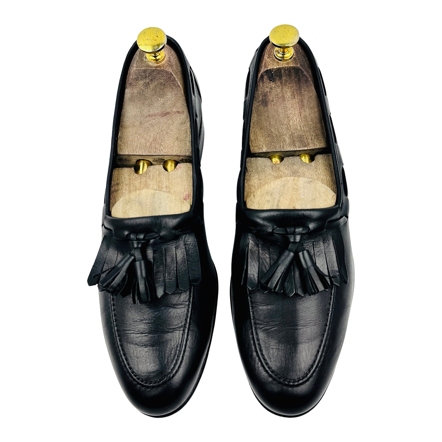 Bally Men's Black Polished Leather Kiltie Tassel Loafers (Size 42)