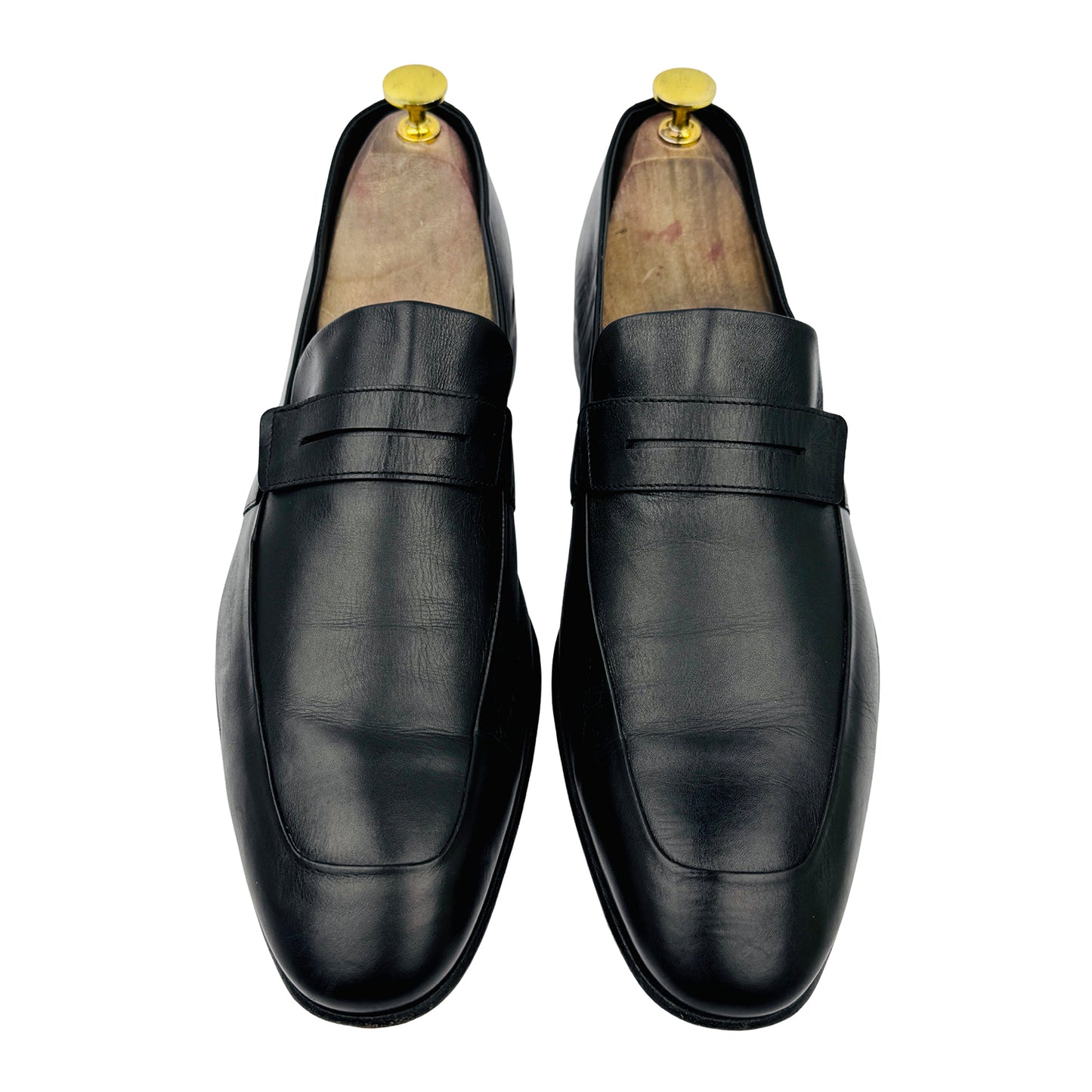 Aquila Men's Black Leather Penny Loafers (Size 43)