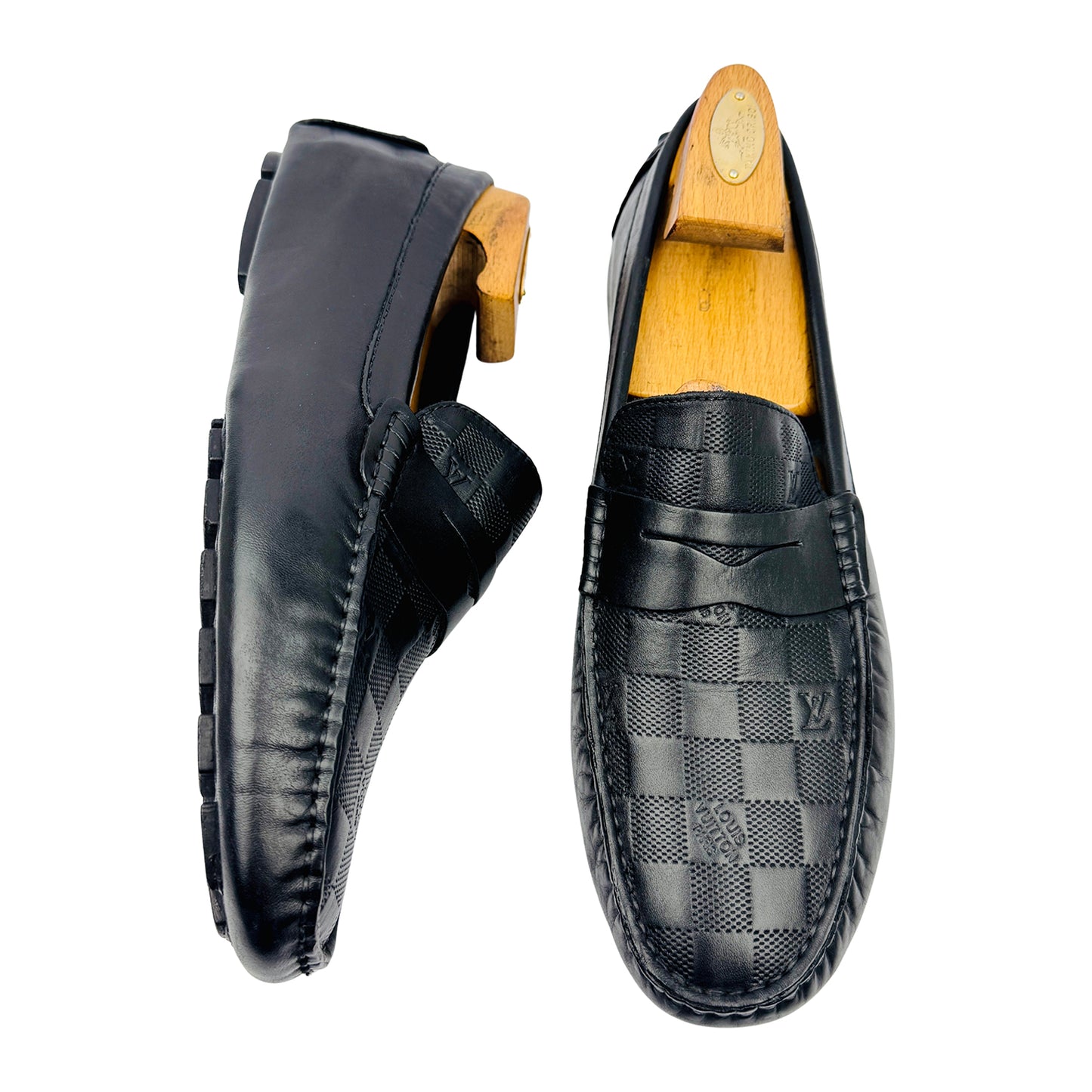 Louis Vuitton Damier Embossed Leather Penny Loafers (Size 43)