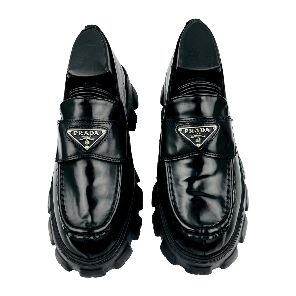 Prada Monolith Brushed Leather Loafers (Size 37/37.5) - 2DE129_B4L_F0002_F_G000