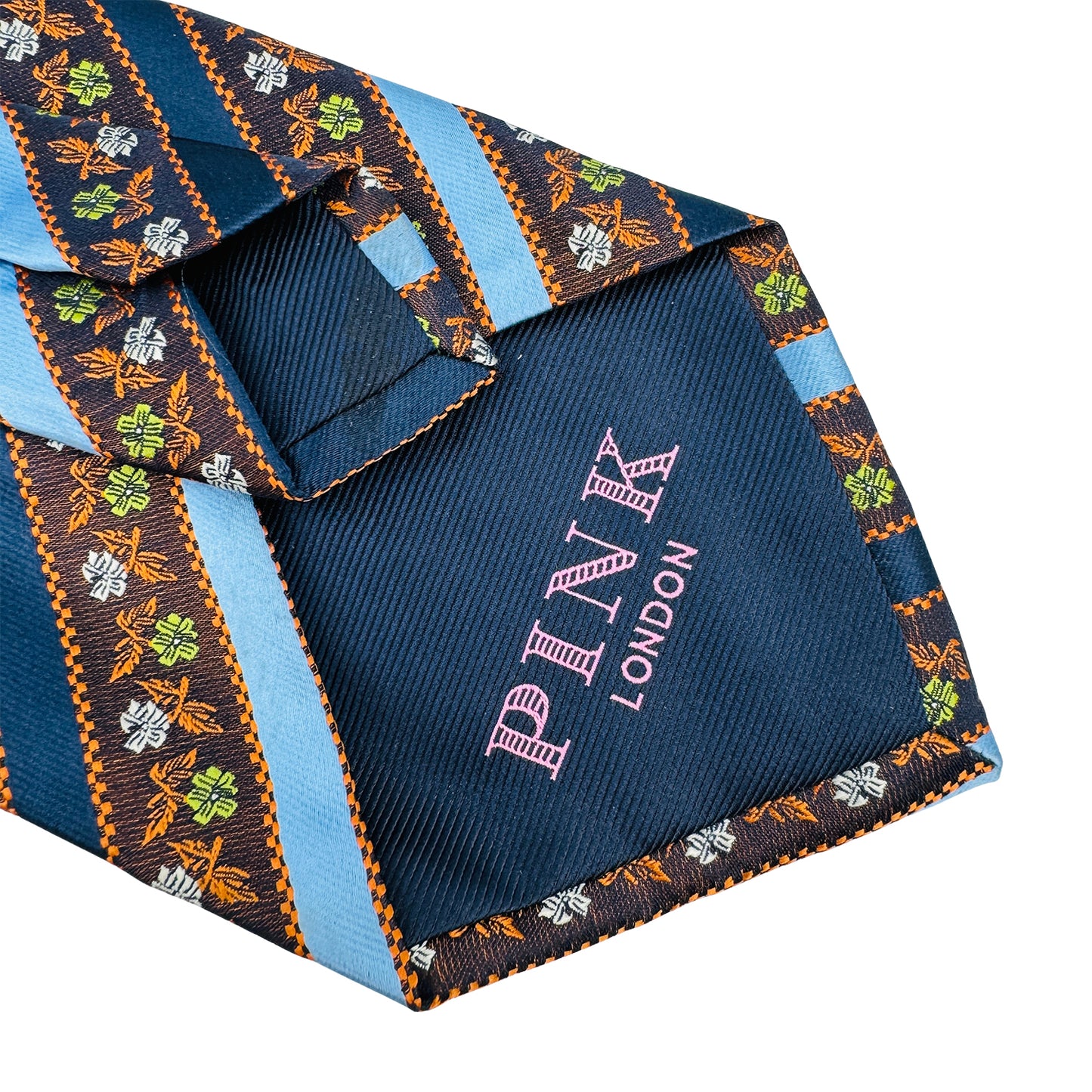Thomas Pink Navy Blue 'Diagonal Stripes' Tie (Size Regular)