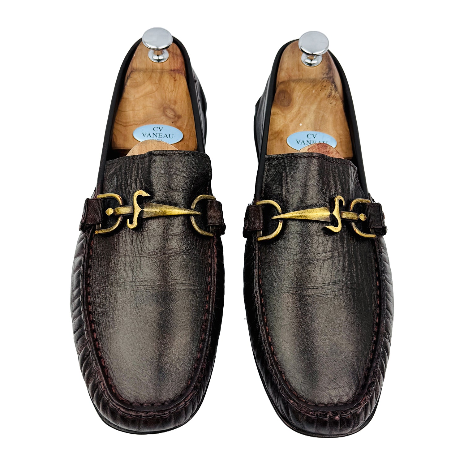 Front image of Cesare Paciotti Men's Brown Leather Loafers (Size 44/44.5)